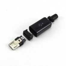 Штекер micro USB 5pin, під шнур, бакеліт, білий, чорний 